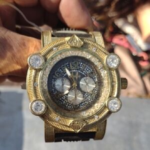 Ice Star Gold and Black Luxury Men's Watch NWT